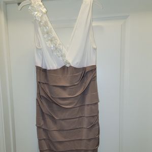 Semi-Formal Cream and Tan Dress